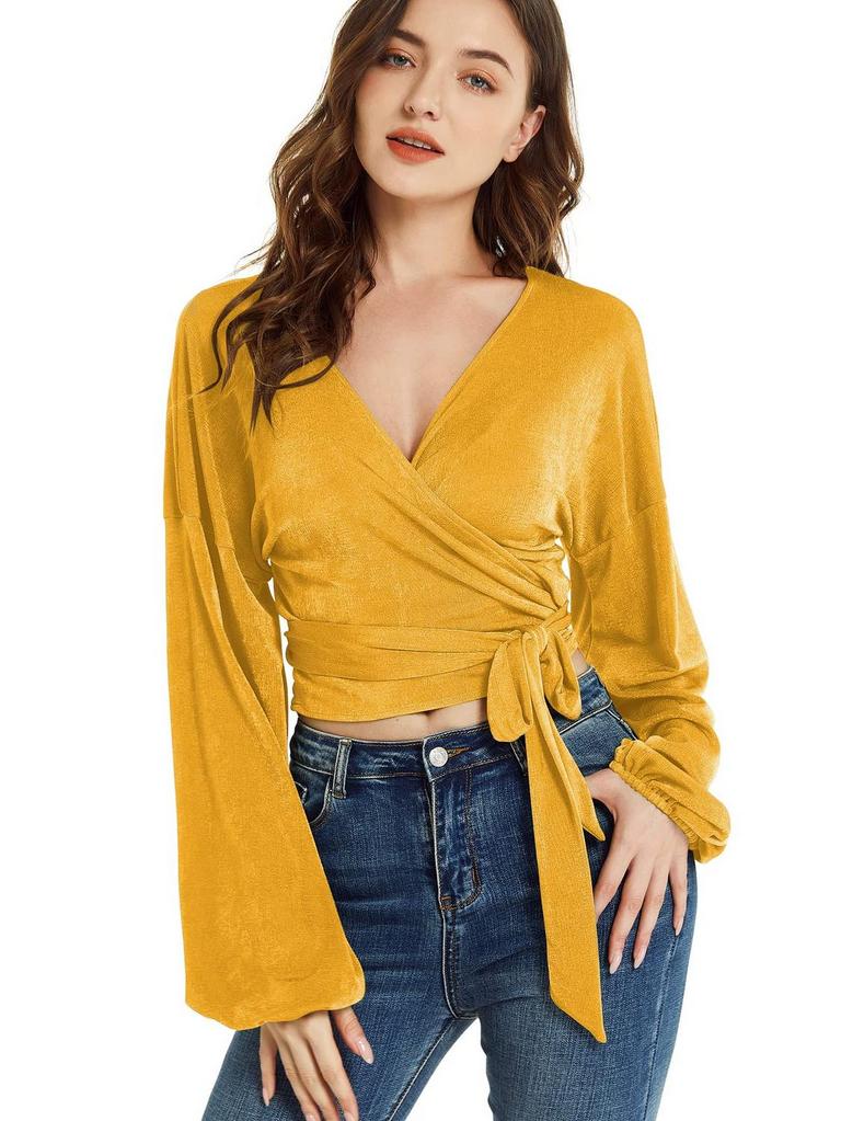 LYANER WRAP BLOUSE WOMEN'S L