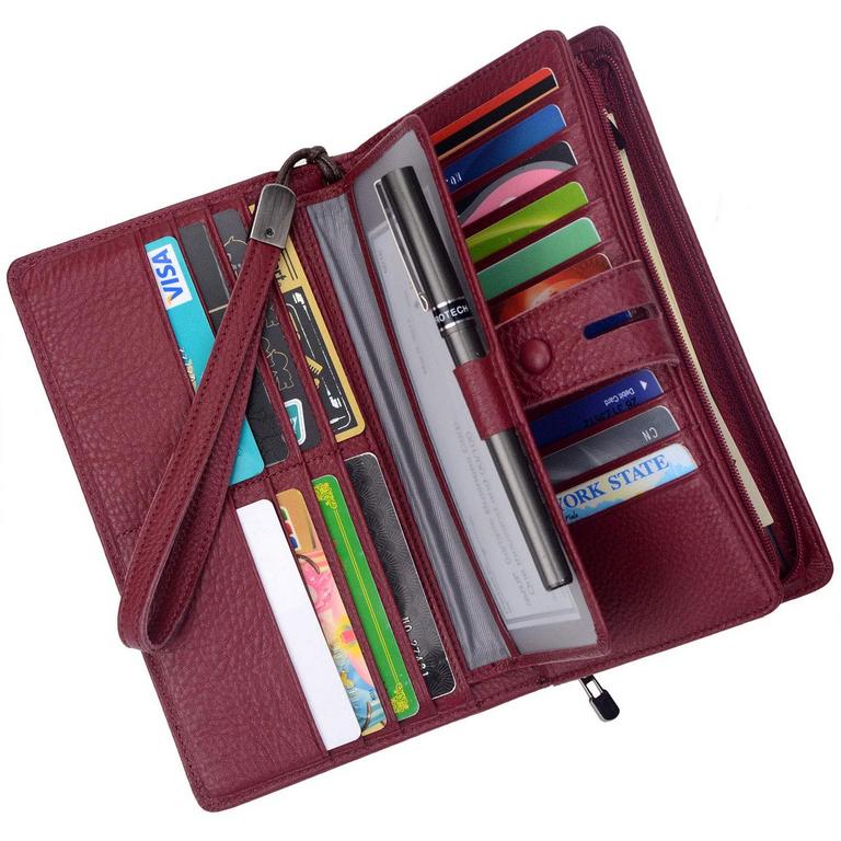 RFID LEATHER WRISTLET WALLET