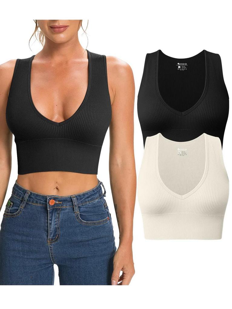 2 OQQ RIBBED TOPS WOMEN'S M