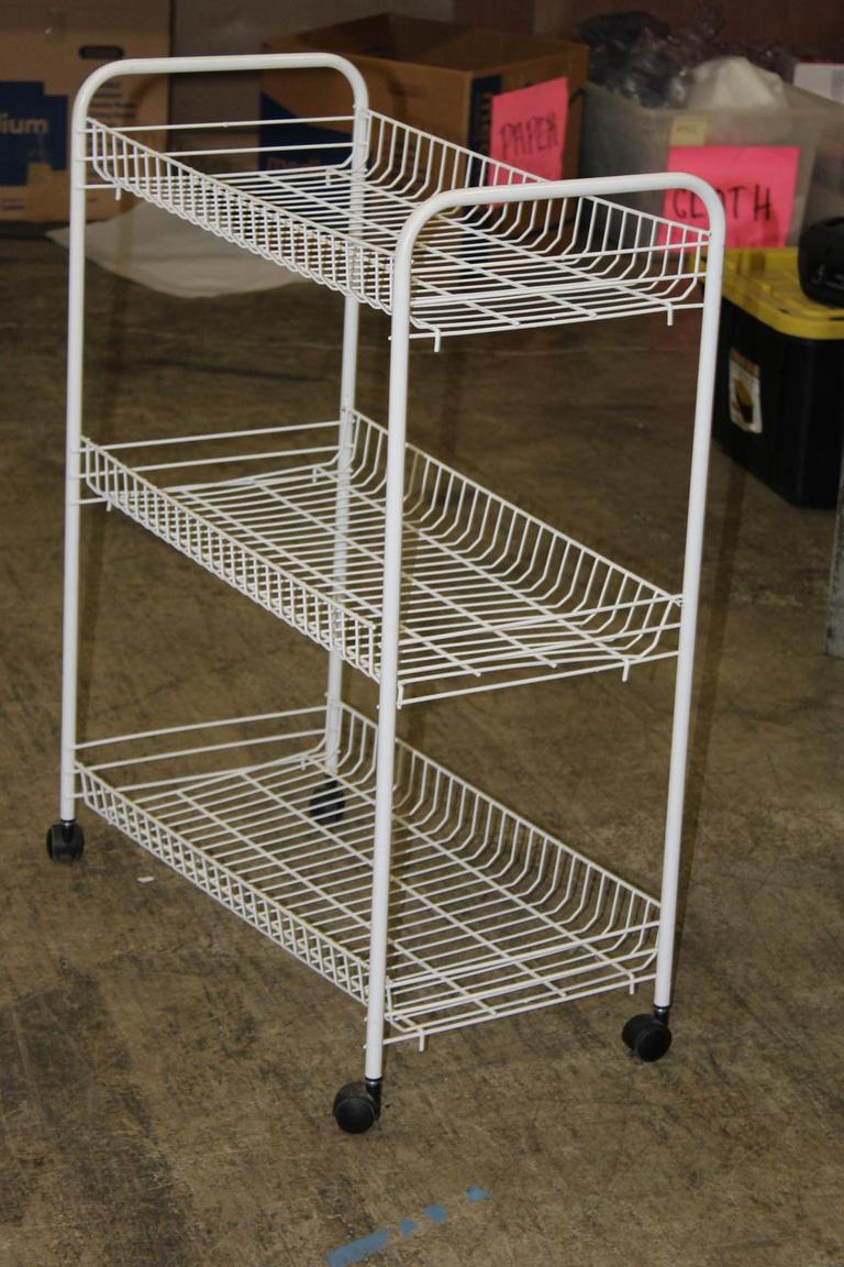 Auction Ohio White Metal Shelving Unit