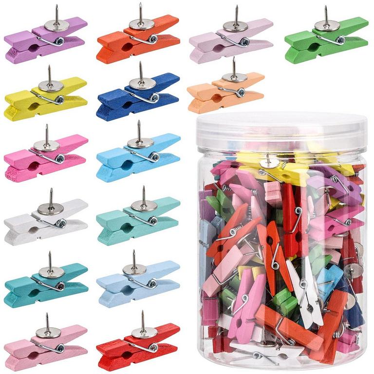 100PCS WOODEN PUSH PINS