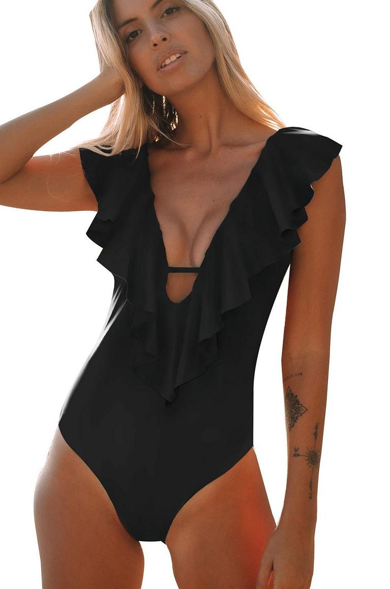 SPORLIKE V-NECK SWIMSUIT WOMEN'S L
