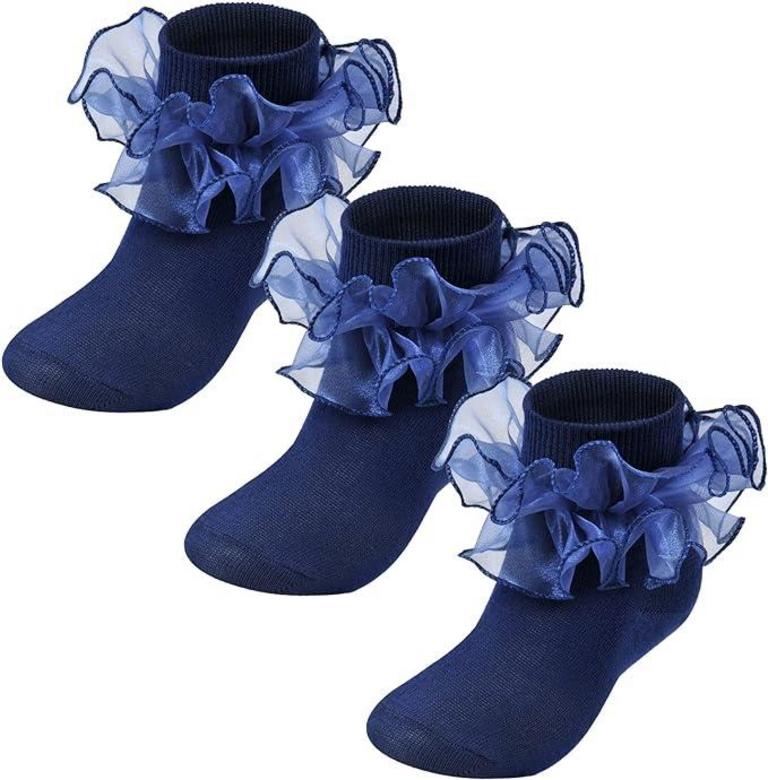 3PK 4-6Y RUFFLE SOCKS