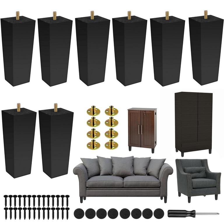 8PC 6IN SOLID WOOD LEGS