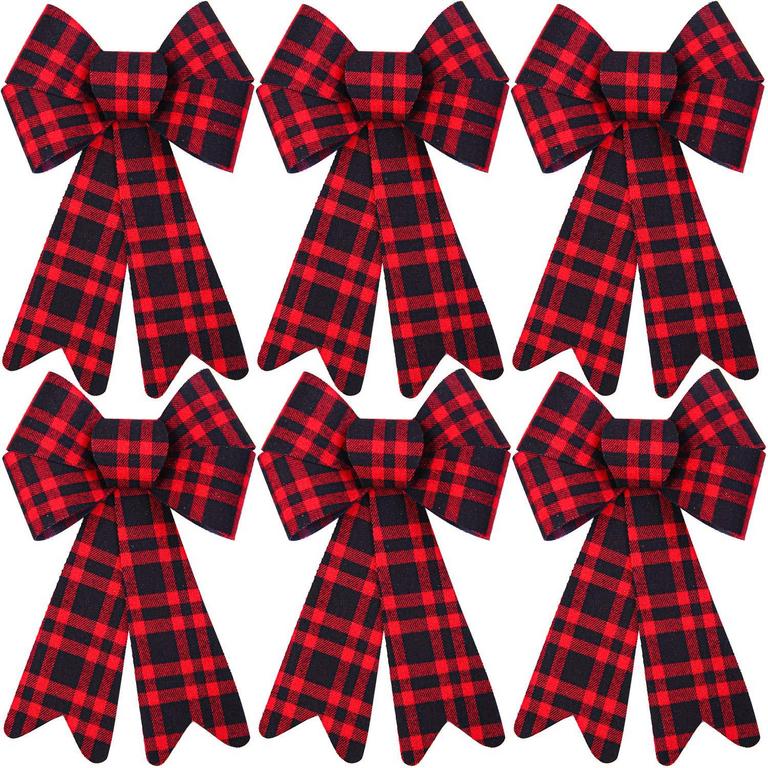 ANECO 6PC RED XMAS BOWS