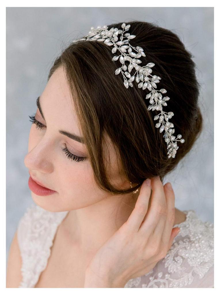 SWEETV SILVER BRIDAL HEADBAND