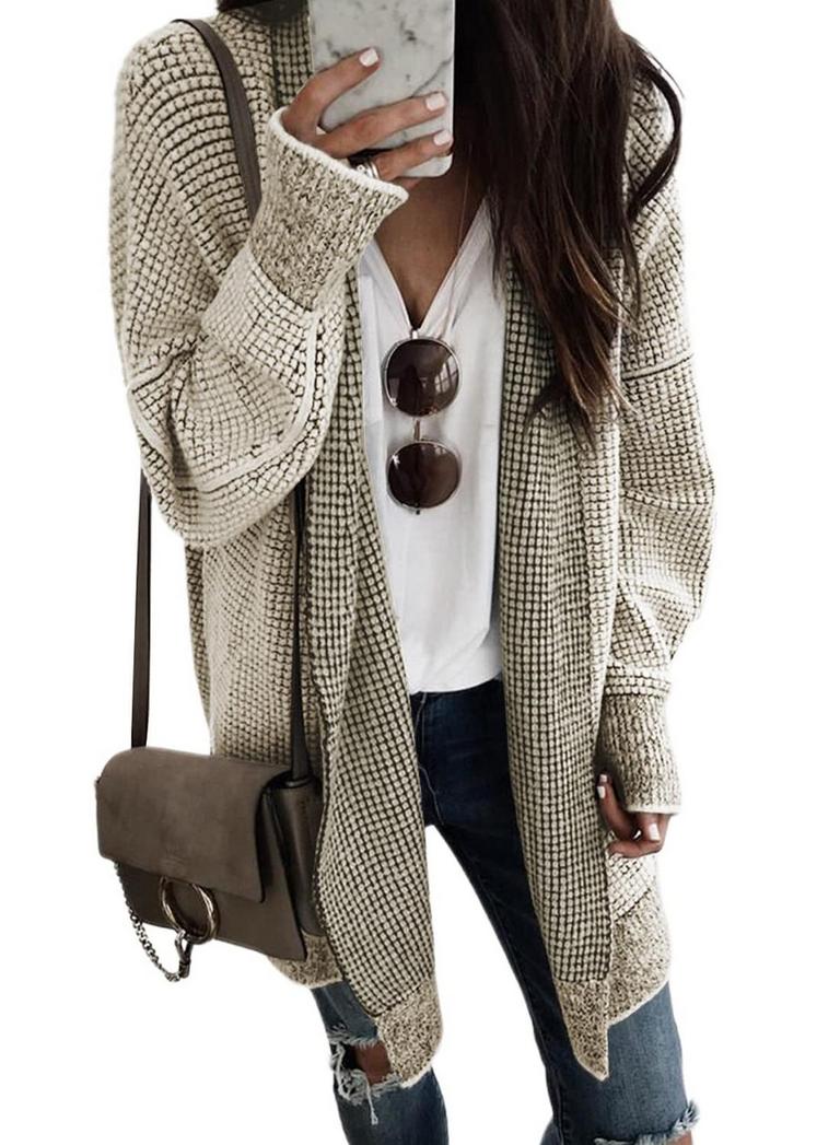 SIDEFEEL PLAID KNIT CARDIGAN