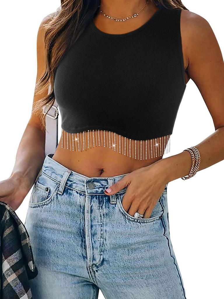 NLIFE SPARKLY FRINGE TOP