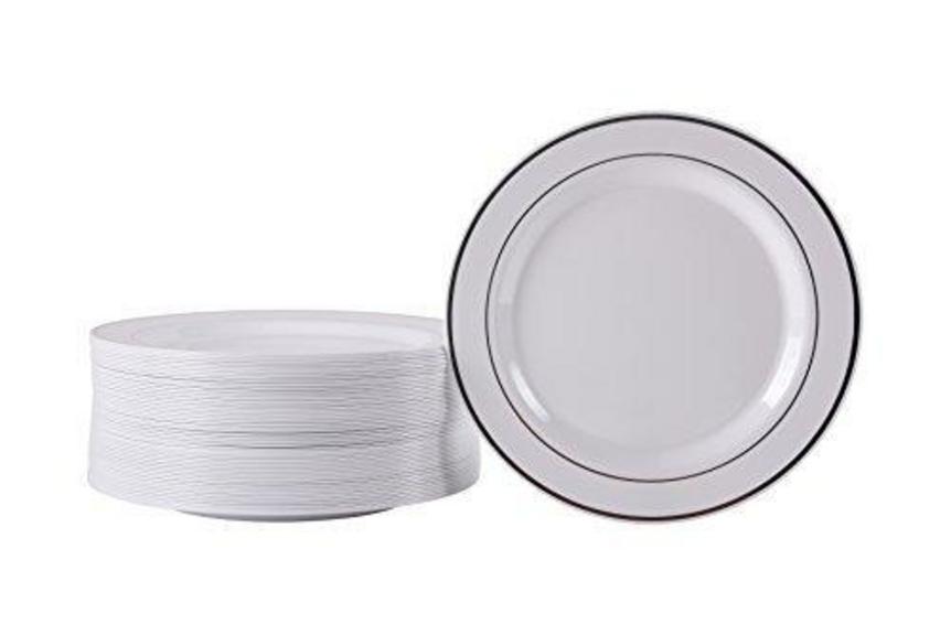 60 HARD PLASTIC WHITE PLATES