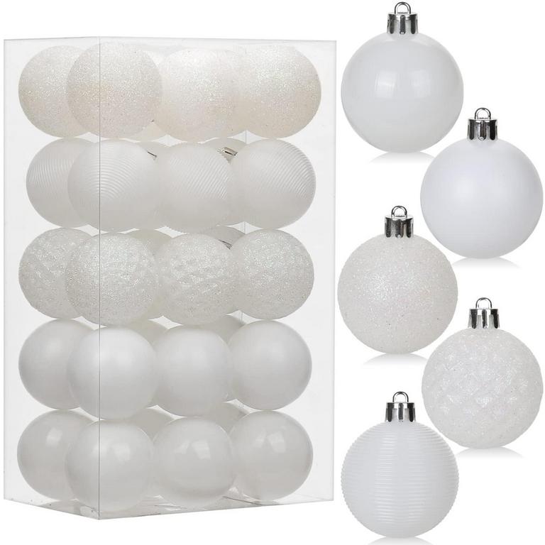 PEARL WHITE XMAS BALLS