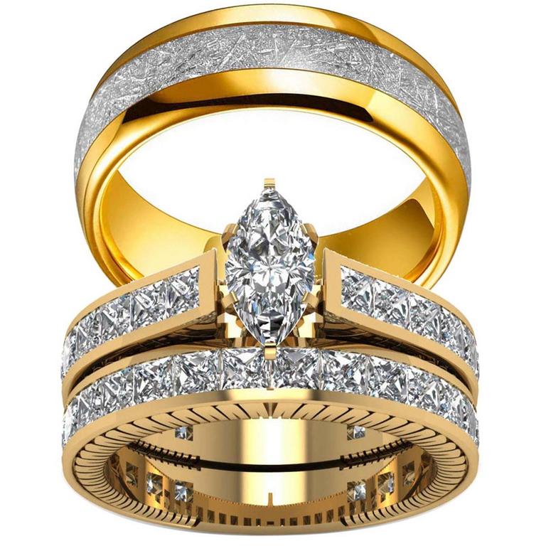 RINGHEART COUPLE RINGS SET WOMEN'S 5 MEN'S 7