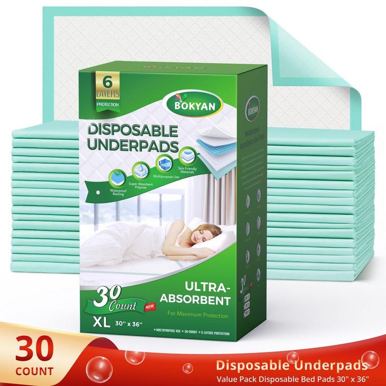 BOKYAN XL DISPOSABLE BED PADS 30PK