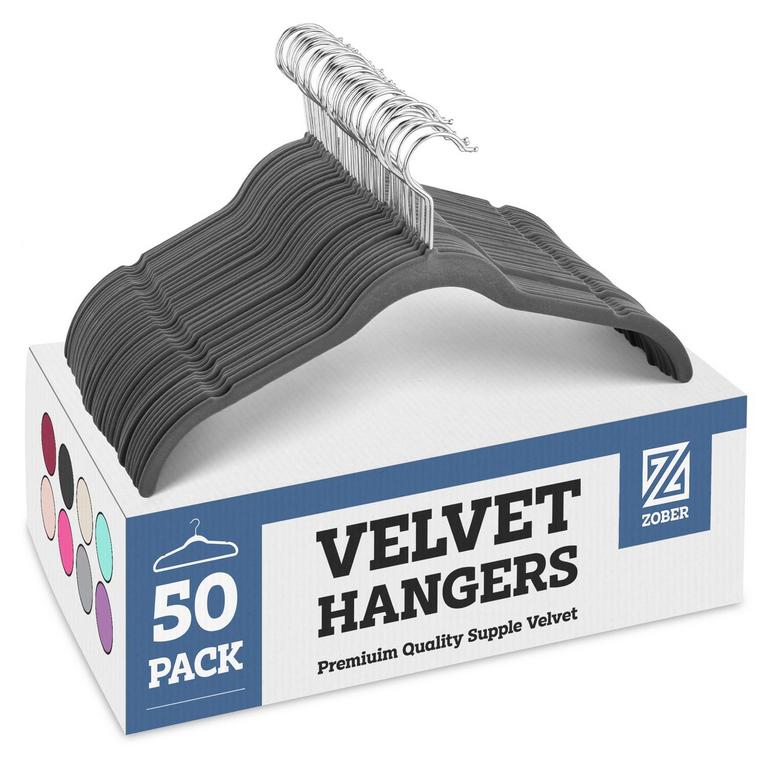 ZOBER 50PK HANGERS GRAY