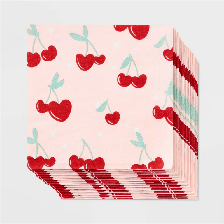 60CT PINK CHERRY LUNCH NAPKINS