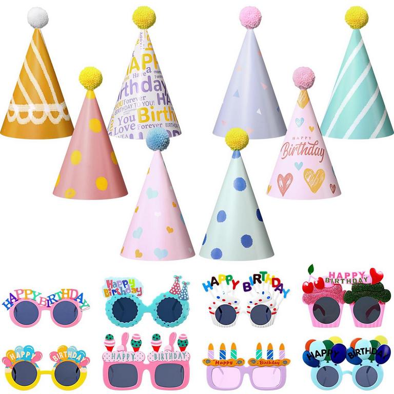 GERSONIEL PARTY HATS & SUNGLASSES 16PC