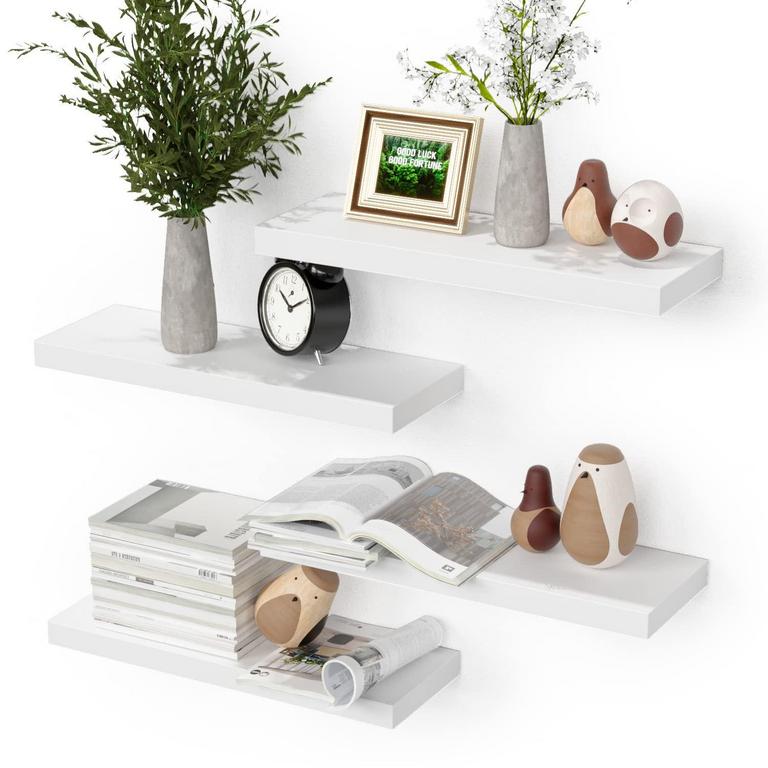 BOSWILLON WHITE FLOATING SHELVES 4PK 15.72"