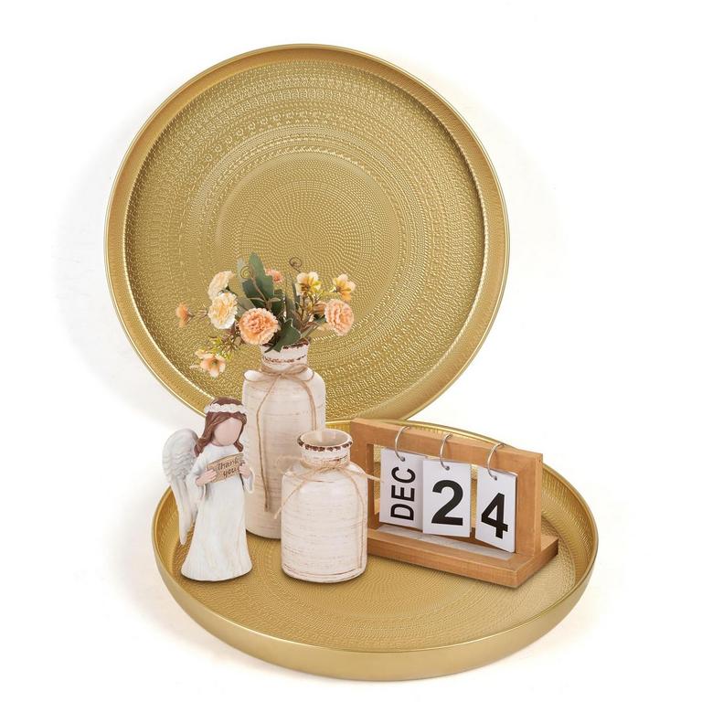 JAZUIHA 13IN GOLD TRAYS 2PK