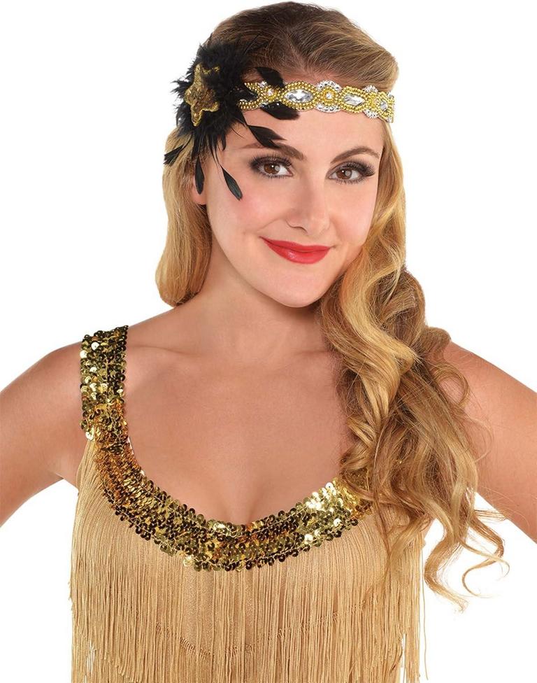 HDBND SEQUIN FEATHER GLITZ GLM