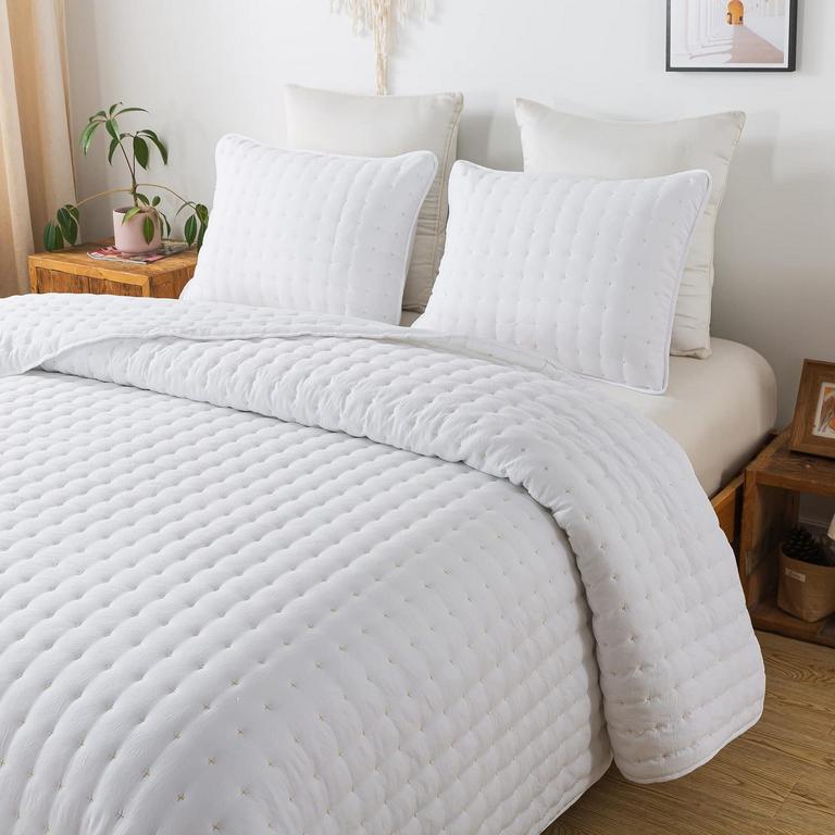 WDCOZY WHITE KING QUILT SET