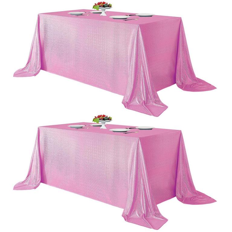 FITABLE 2PK PINK SEQUIN TABLECLOTHS 60X102IN