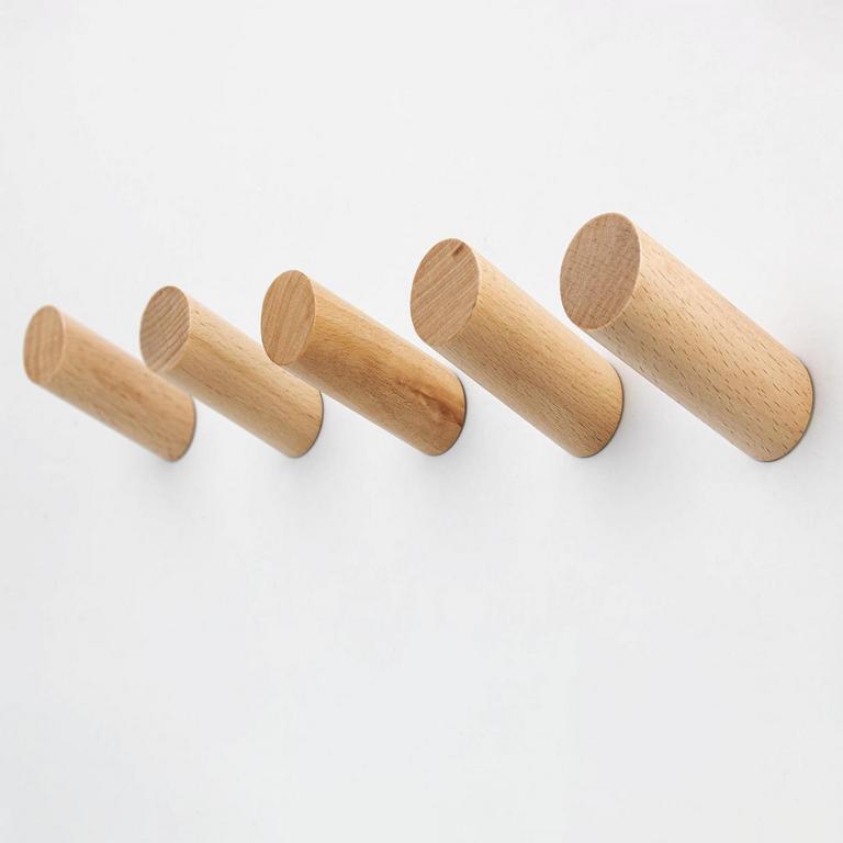 10PK WOOD WALL HOOKS