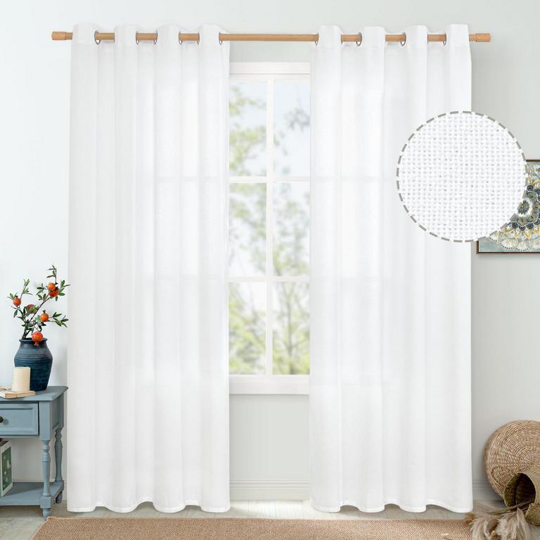 QUEMAS WHITE CURTAINS 52IN X 84IN 2PK