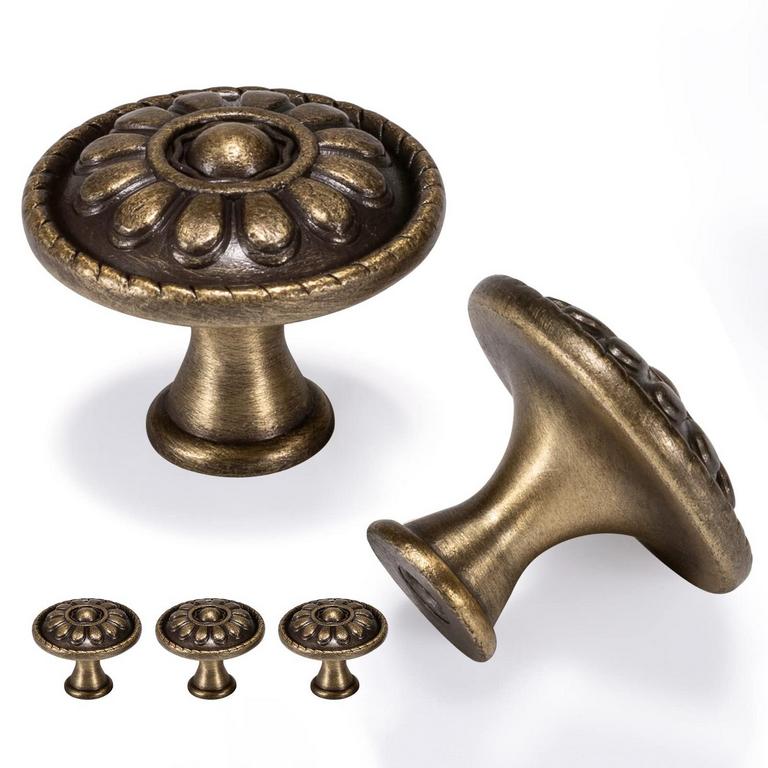 FECRAF ANTIQUE BRASS KNOBS 5PK