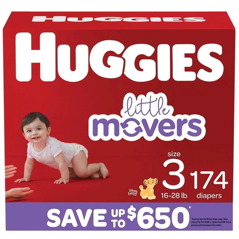 HUGGIES LITTLE MOVERS DIAPERS SZ 3 174PK