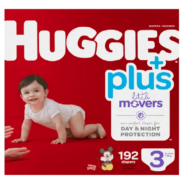 HUGGIES PLUS DIAPERS SZ 3 192PK