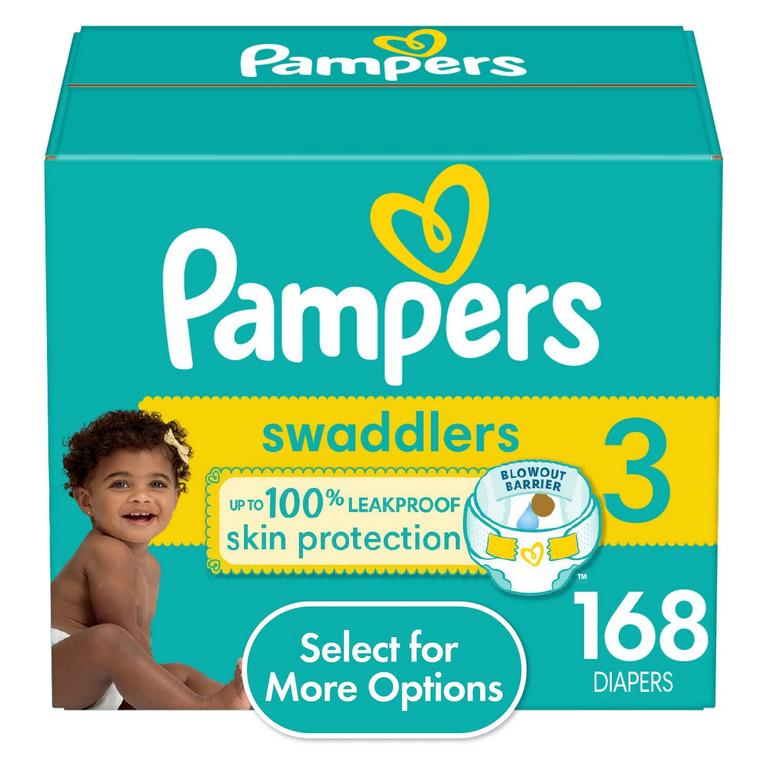 PAMPERS SWADDLERS DIAPERS SZ 3 168PK