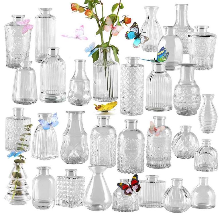 30PC GLASS BUD VASES