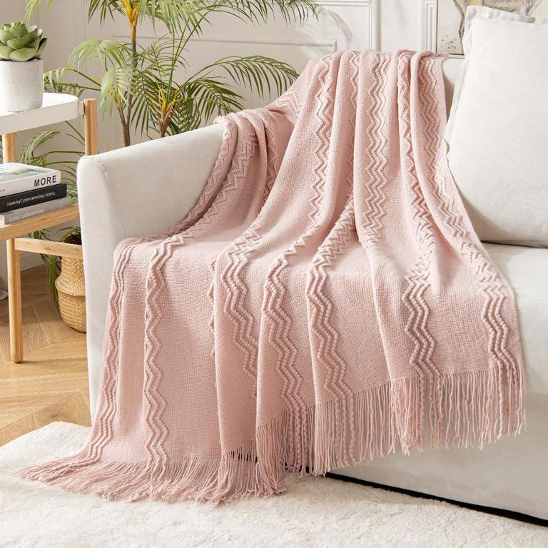 MIULEE PINK KNIT BLANKET