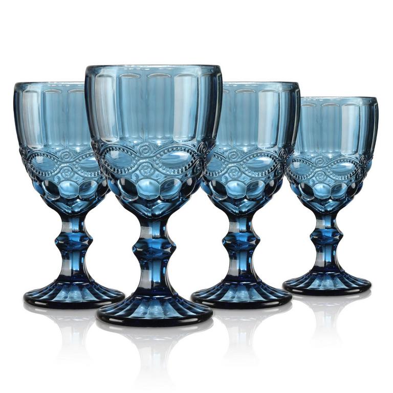 JOEY AN 10OZ BLUE WINE GLASSES 4PK