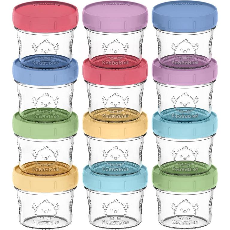 KEABABIES 4OZ GLASS BABY FOOD JARS 12PK