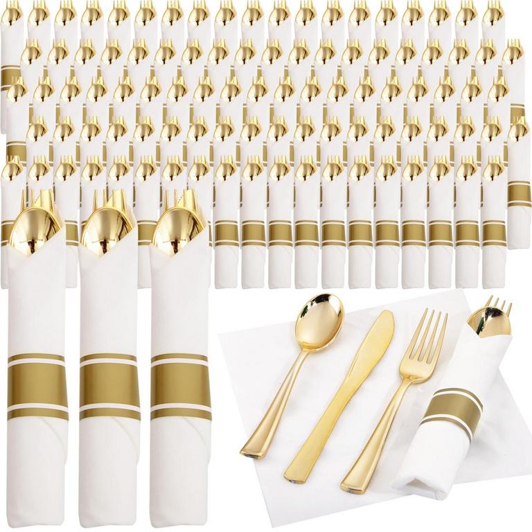 120PK GOLD CUTLERY SET
