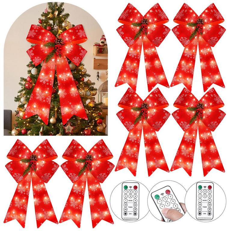 6PK CHRISTMAS BOWS W/ TIMER