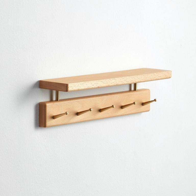 MAYHAS 15IN WOOD SHELF WITH HOOKS