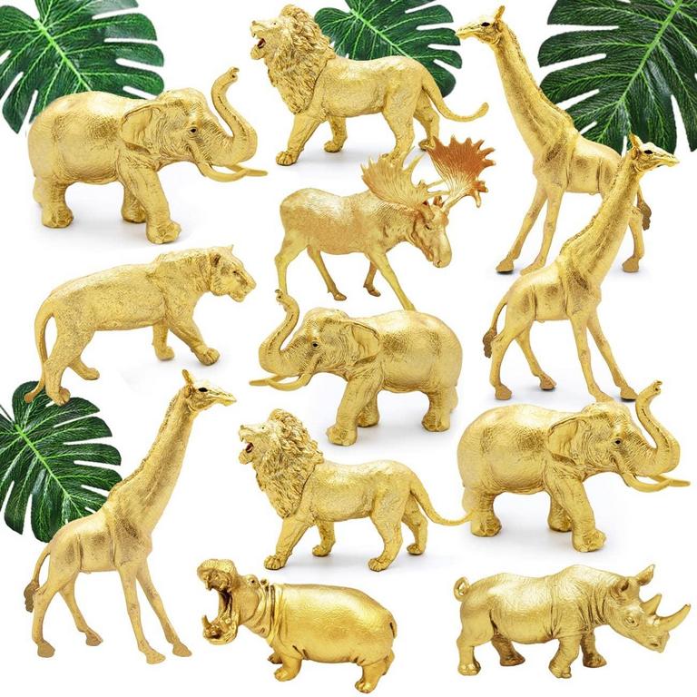 BOLZRA 12PCS GOLD ANIMAL TOYS