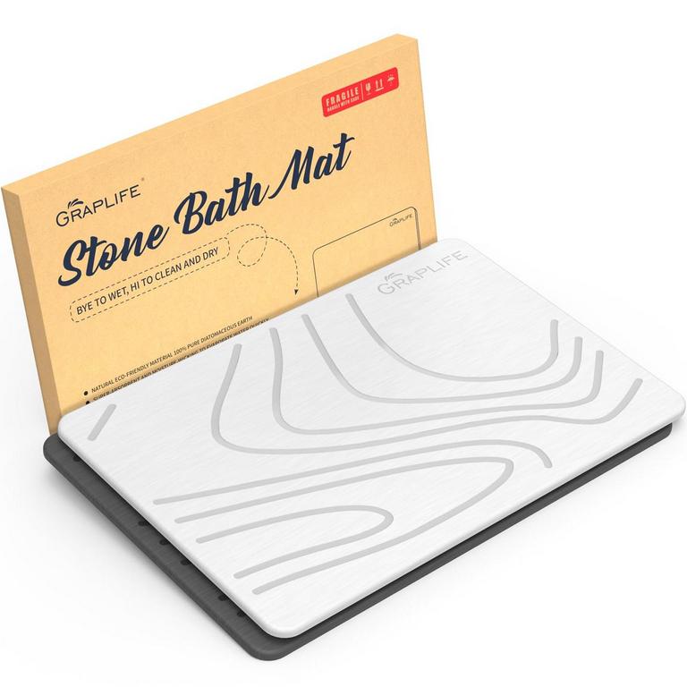 GRAPLIFE 15IN X 23.5IN STONE BATH MAT 2PK