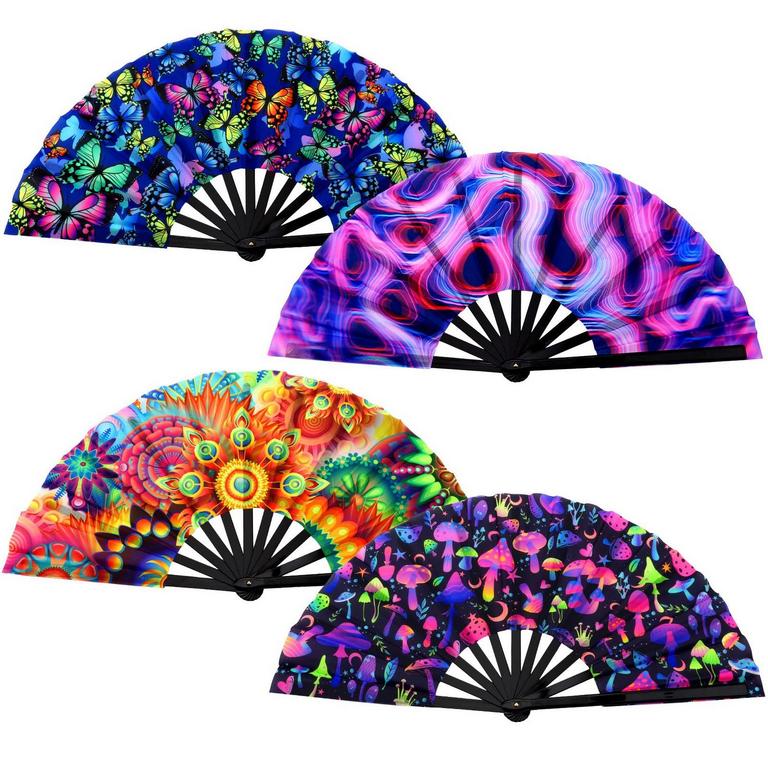 BBTO 4PK FOLDING HAND FANS