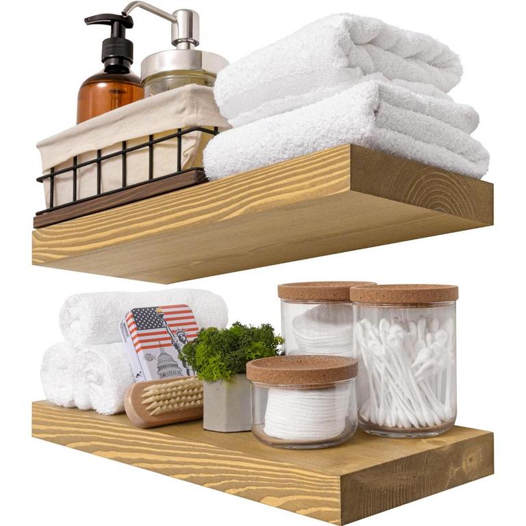 2PK NATURAL WOOD SHELVES