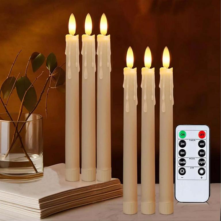 HIDAWN 6PK LED TAPER CANDLES