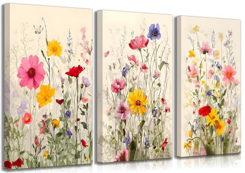 LAJDXSX FLORAL WALL ART 16IN X 24IN 3PC