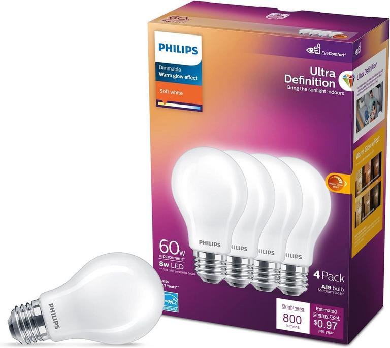 PHILIPS LED BULBS A19 4 PACK