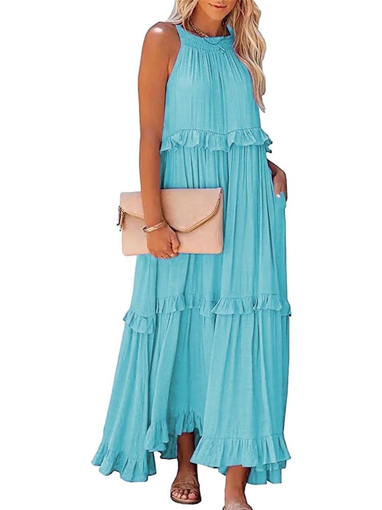 ANBECH WOMEN'S RUFFLED DRESS 2XL