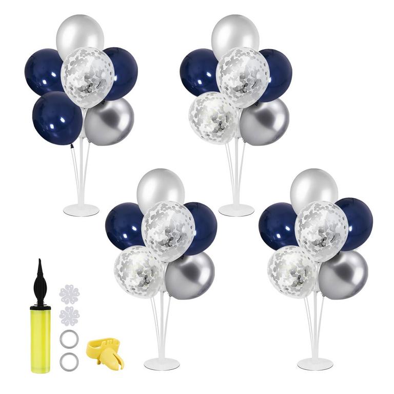 NAVY & SILVER BALLOON STANDS