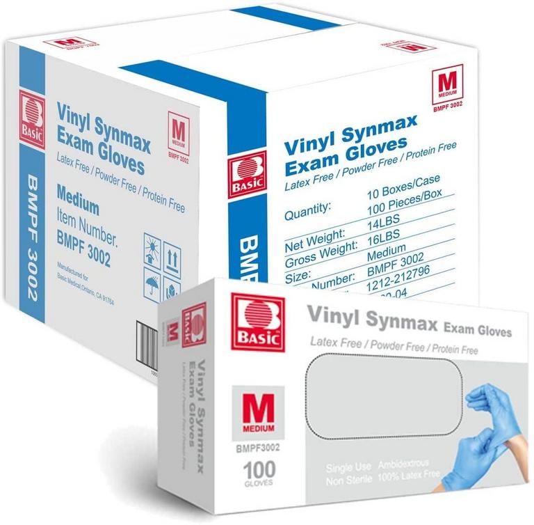 BASIC MEDICAL M VINYL GLOVES 1000PK