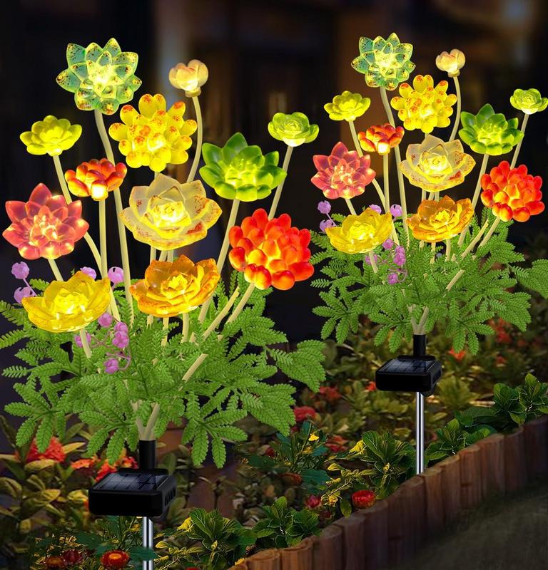 YEUGAO SOLAR SUCCULENT LIGHTS 2PK
