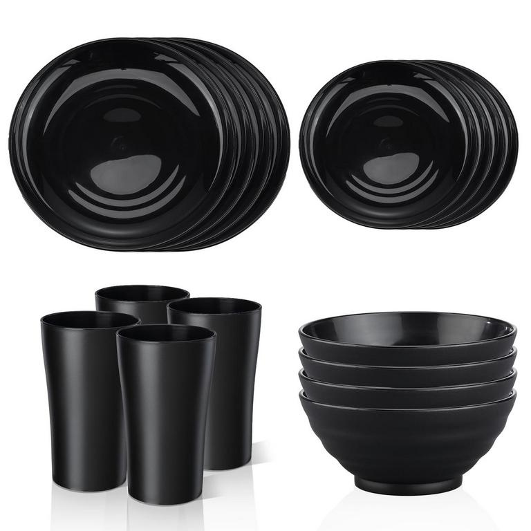 BESTDIN BLACK DINNERWARE SET