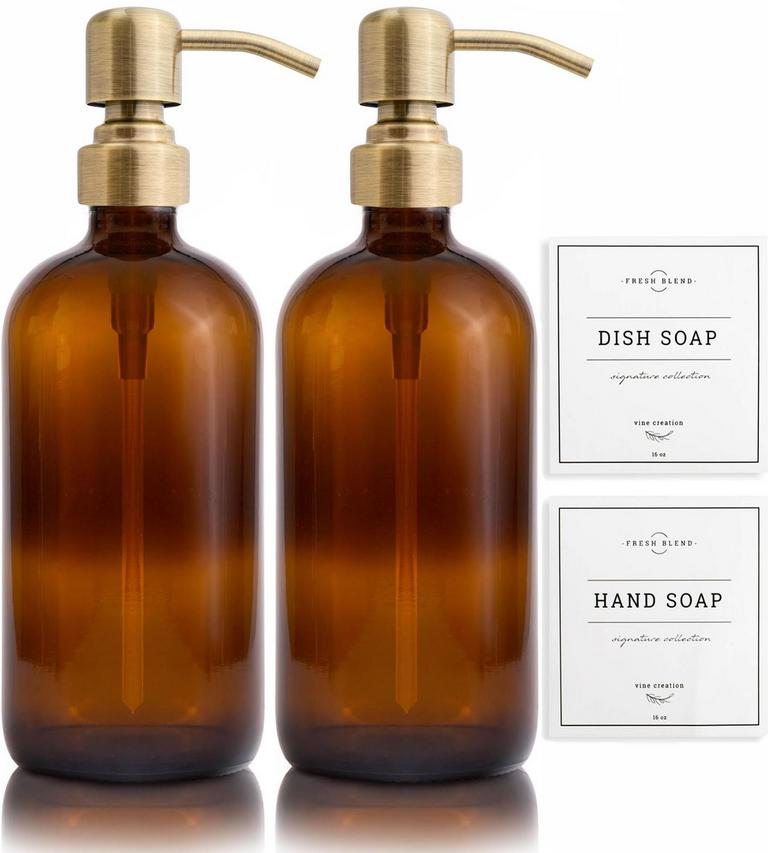 AMBER SOAP DISPENSER SET